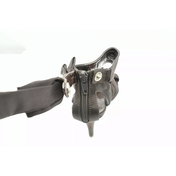 Brown Satin Heels Size 6 Ankle Strap Open Toe - Picture 8 of 8